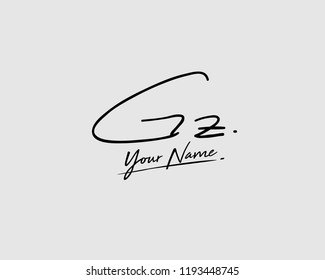 G Z GZ Signature initial logo template vector