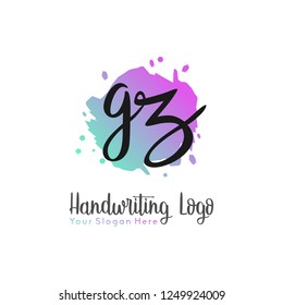 G Z Initial handwriting logo vector