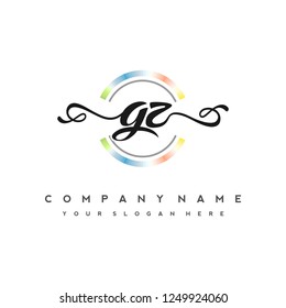 G Z Initial handwriting logo vector