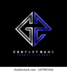 G Z initial letter, modern logo design template vector