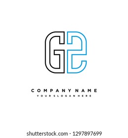 G Z initial letter, modern logo design template vector