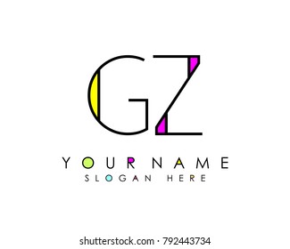 G & Z initial minimalist logo template vector