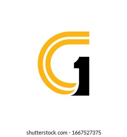 G + 1 Logo-Design. Logo-Konzept der Buchstaben g Kombination mit Nummer eins. Einfache Wohnung. Vektorillustration-Grafik bereit für Vorlage.