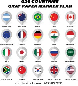 G20 countries flag icons collection,Simple circle flags vector of the countries in flat style.
