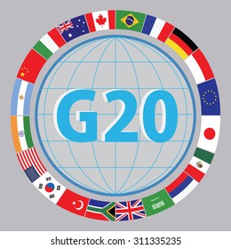 
G20 countries flags or flags of the world (economic G20 countries flag) illustration
. easy to modify