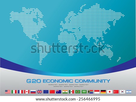 G20 countries flags or flags of the world (economic G20 countries flag) illustration