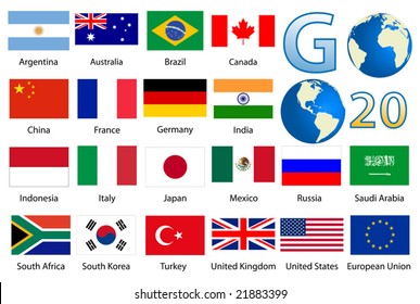 G20 country flags vector illustration