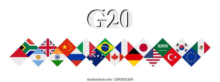 g20 country flags. vector illustration isolated on white background