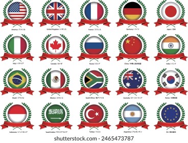 G20 flag image material set