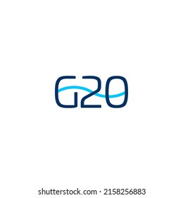 G20 Letter Logo With Blue Wave Incorporated.