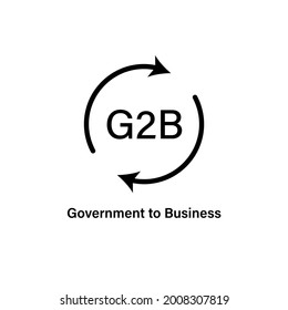 Icono G2B en estilo lineal. Ilustración vectorial aislada en fondo blanco. Firma de Gobierno a empresa.