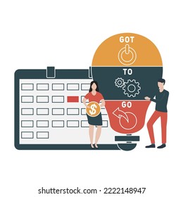 g2g - got to go acronym. business concept background.  vector illustration concept with keywords and icons. lettering illustration with icons for web banner, flyer, landing 