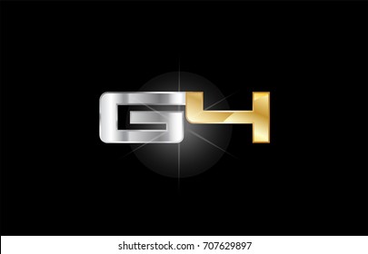 G4 G 4 gold glitter glittering letter and number combination of a logo with metallic texture