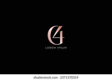 g4 letter modern luxury style design creative golden wordmark design typography illustration, g4 wordmark, c4 logo