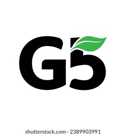 G5 brand name initial letter monogram with green leaf.