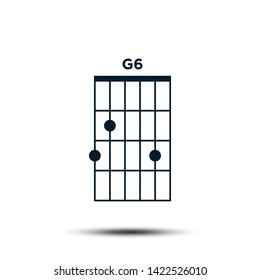 G6, Basic Guitar Chord Chart Icon Vector Template