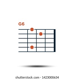 G6, Basic Guitar Chord Chart Icon Vector Template