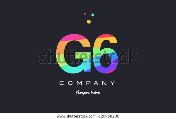 G6 g 6 six letter number combination creative color green orange blue  magenta pink company logo vector icon spectrum