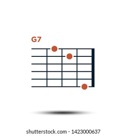 G7, Basic Guitar Chord Chart Icon Vector Template