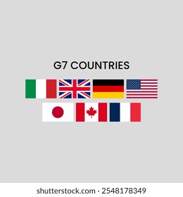 G7 Countries Flag Set Vector Image.