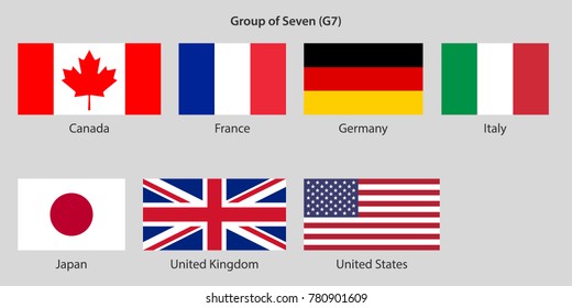 g7 flags vector flat illustration