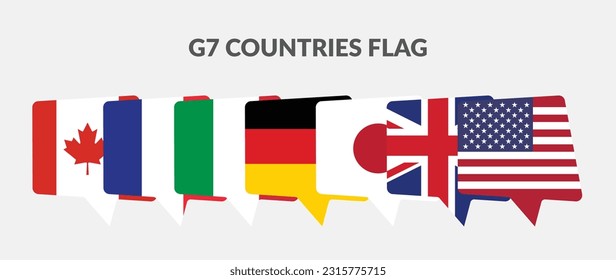 The G7 - Group of Seven Countries Chat flag icon set.