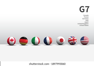 G7, Group Of Seven Countries Flag Ball Vector.