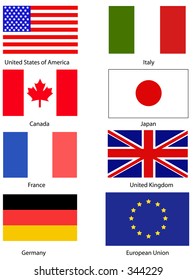 G8 flags United States France Canada Italy Japan Germany United Kingdom and the European Union