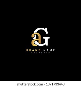Concepto compuesto de la carta de GA AG para el logotipo de la empresa y el negocio. Diseño de logotipo de lujo.