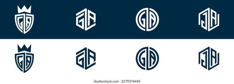GA AG letter logo set design
