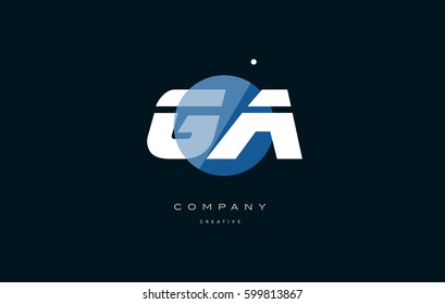 ga g a  blue circle dot big font alphabet company letter logo white design vector icon template 