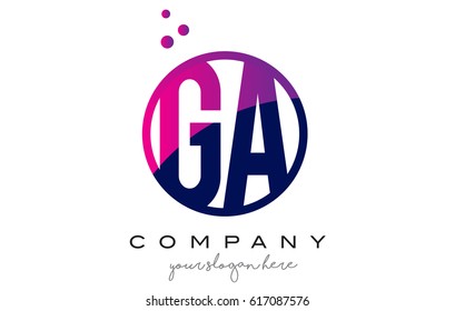 GA G A Circle Letter Logo Design with Purple Magenta Dots Bubbles Vector Illustration