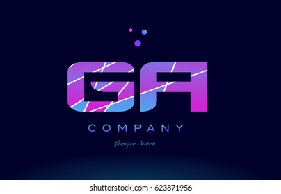 ga g a  creative color blue background pink purple magenta alphabet letter company logo vector icon