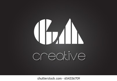 GA G A Creative Letter Logo Design With White and Black Lines.