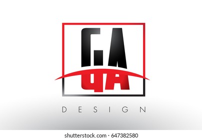 GA G A Logo Letters with Red and Black Colors and Swoosh. Creative Letter Design Vector.