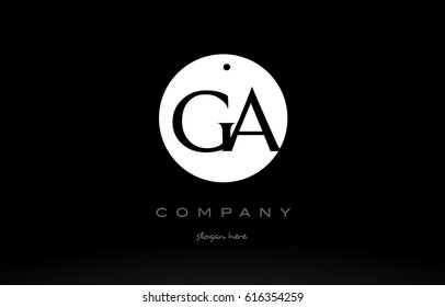 GA G A simple black white circle background alphabet company logo design vector icon template