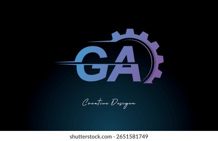 GA Gear Fusion Logo – Industrial Tech-Inspired Letter mark Futuristic Industrial Letter Mark Design for Technology and Engineering Brands.