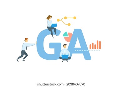 GA, General Agent. Concept with keyword, people and icons. Flat vector illustration. Isolated on white.