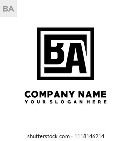 GA initial box letter logo template vector