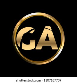 GA initial circle company logo gold black background