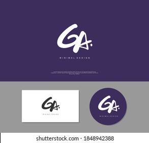 GA Initial handwriting or handwritten logo for identity. Logo with signature and hand drawn style.