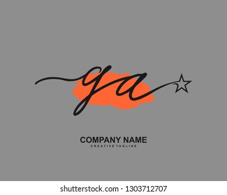 GA Initial Handwriting Logo Template Vector
