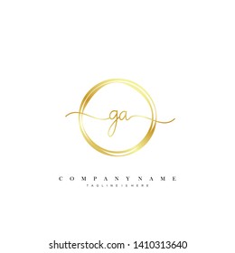 GA initial handwriting logo template vector