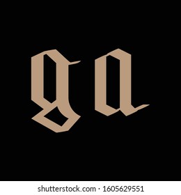 GA Initial Letter Gothic Calligraphy Lowercase Logo Design