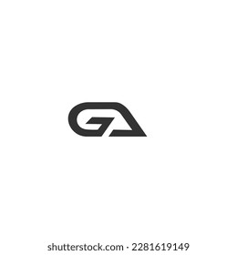 GA, vector de diseño del logotipo de letra inicial sobre fondo blanco y negro.				