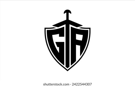 GA initial letter shield icon gaming logo design vector. batman, sports logo, monogram, shield, war game, symbol, playing logo, abstract, fighting, typography, icon, minimal, premier league, club logo
