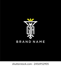 GA initial monogram brand logo design for crown vector image