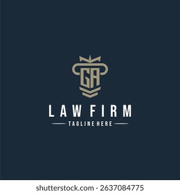 GA initial monogram logo law firm with pillar design