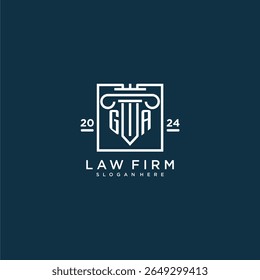 GA initial monogram logo for lawfirm with pillar design in creative square