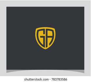 GA initial shield gold color icon letter logo vector eps 10
